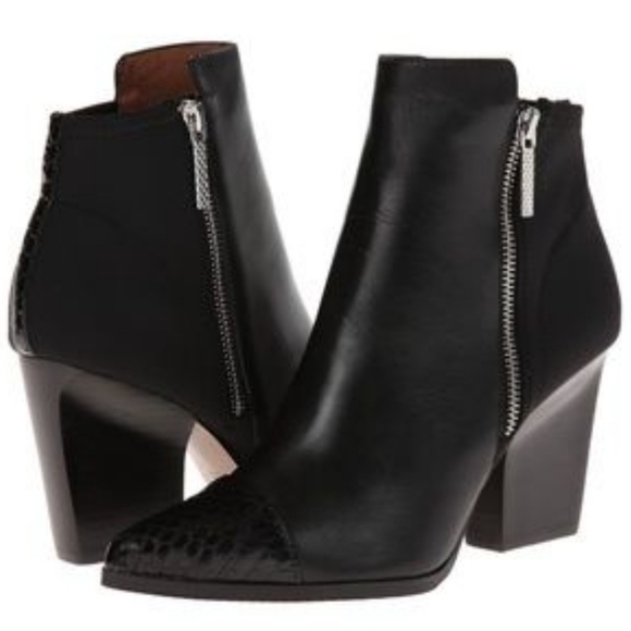 Donald J. Pliner Shoes - Donald J Pliner Volt Black Snakeskin Leather Ankle Boot with 3in